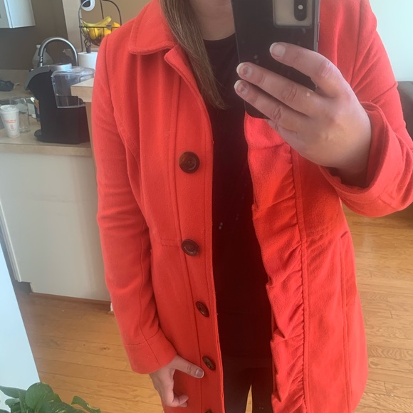 Old Navy Jackets & Blazers - Old Navy Orange Ruffle wool coat M
